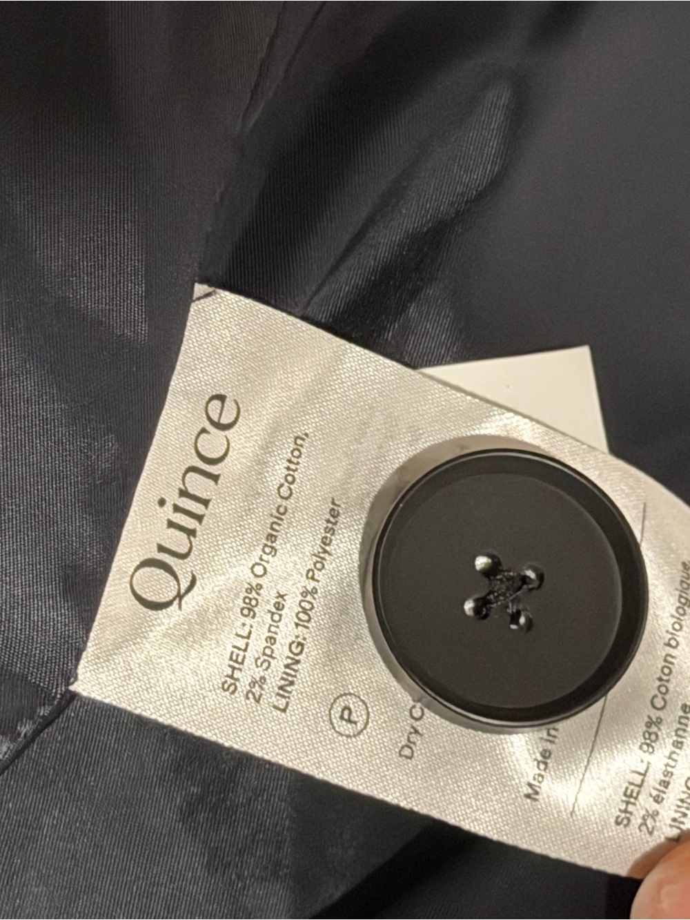NWT QUINCE Classic Comfort Stretch Short Trench Coat Navy XS 9568 - Picture 4 of 11
